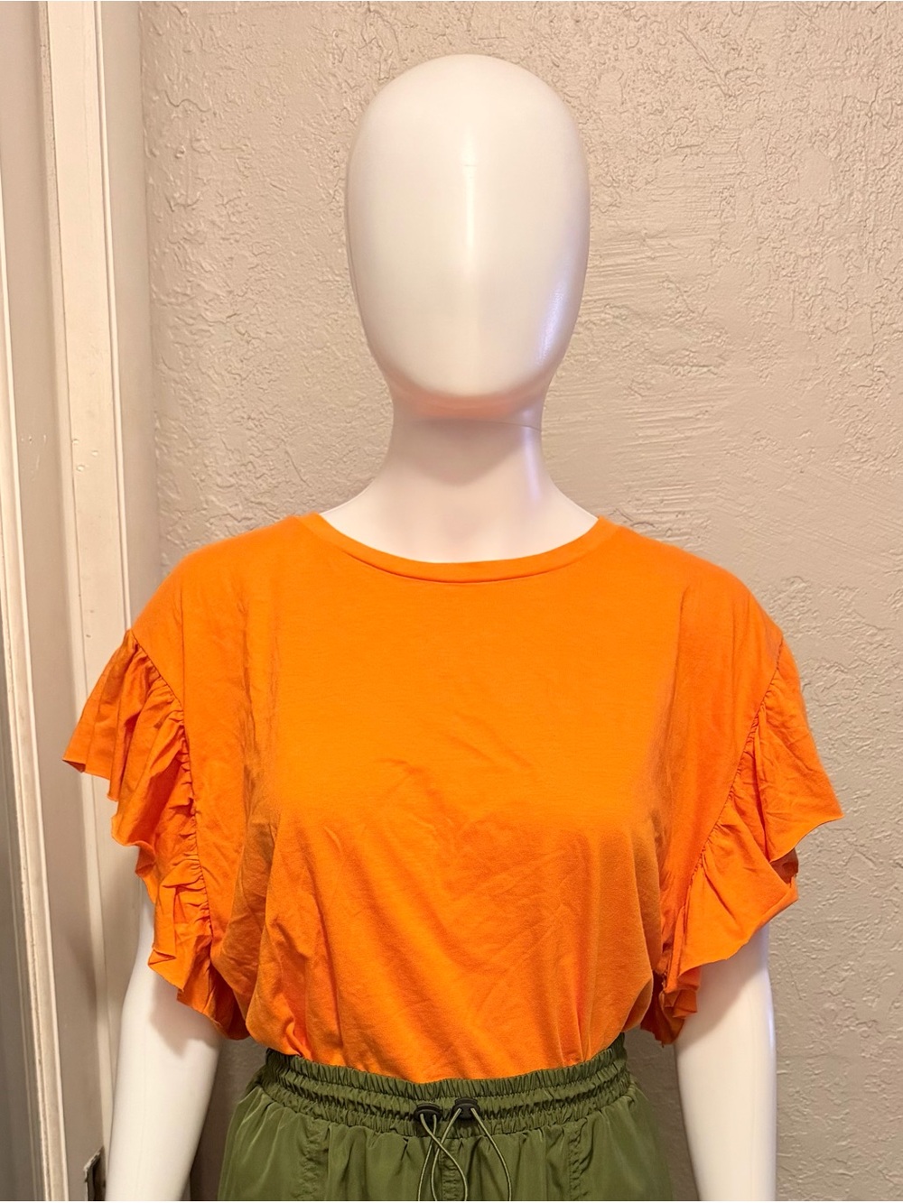 ZARA Orange Ruffle Sleeve Top (TOP ONLY)